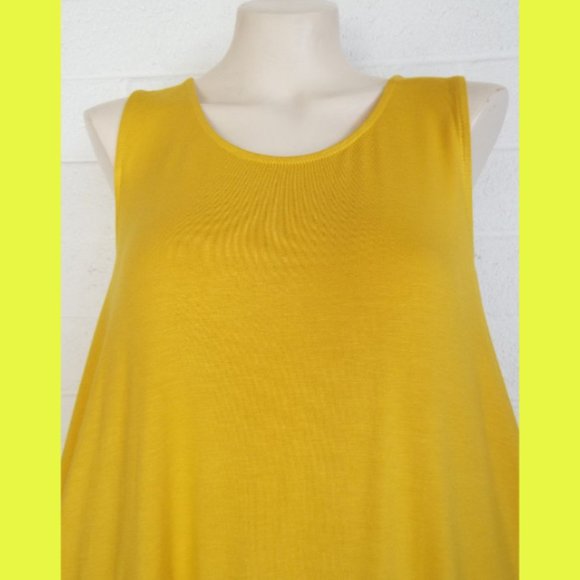 New SACRED THREADS OS sunshine yellow stretch jersey sleeveless swing tunic top - Picture 3 of 4